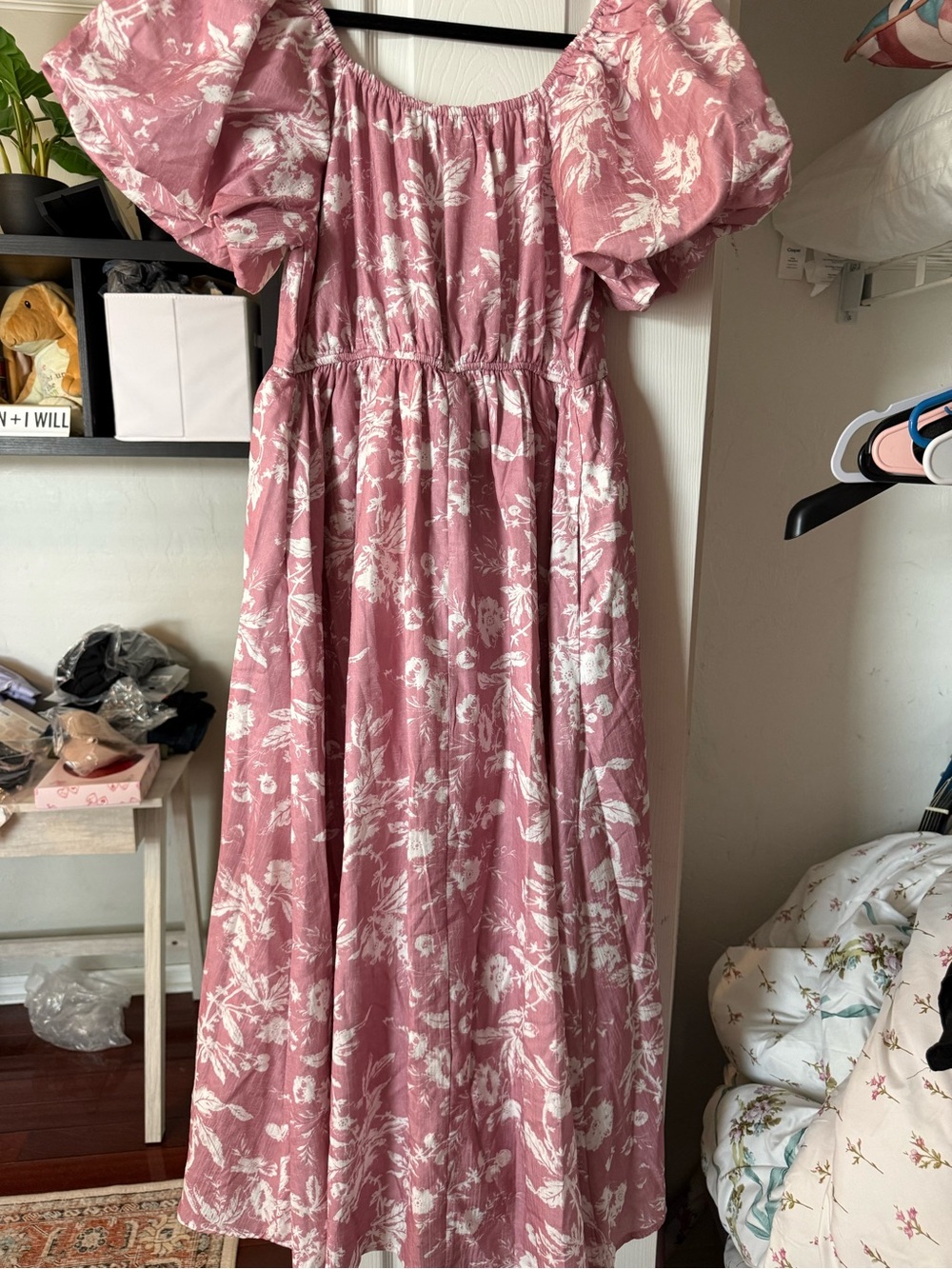 Baltic Born pink and white floral midi dress short sleeve NWT sz M - Picture 2 of 5